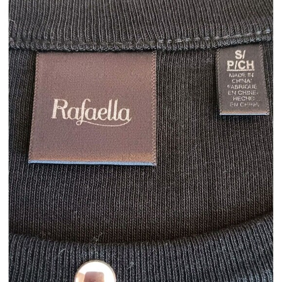 Rafaella Size S Black Boatneck Fitted Top with 3/4 Sleeve and Stud Detail - Picture 5 of 8